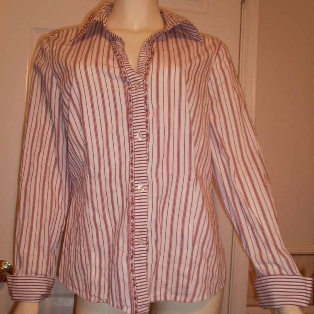 AXCESS LIZ CLAIBORNE  sz XL Stripe  BLOUSE TOP